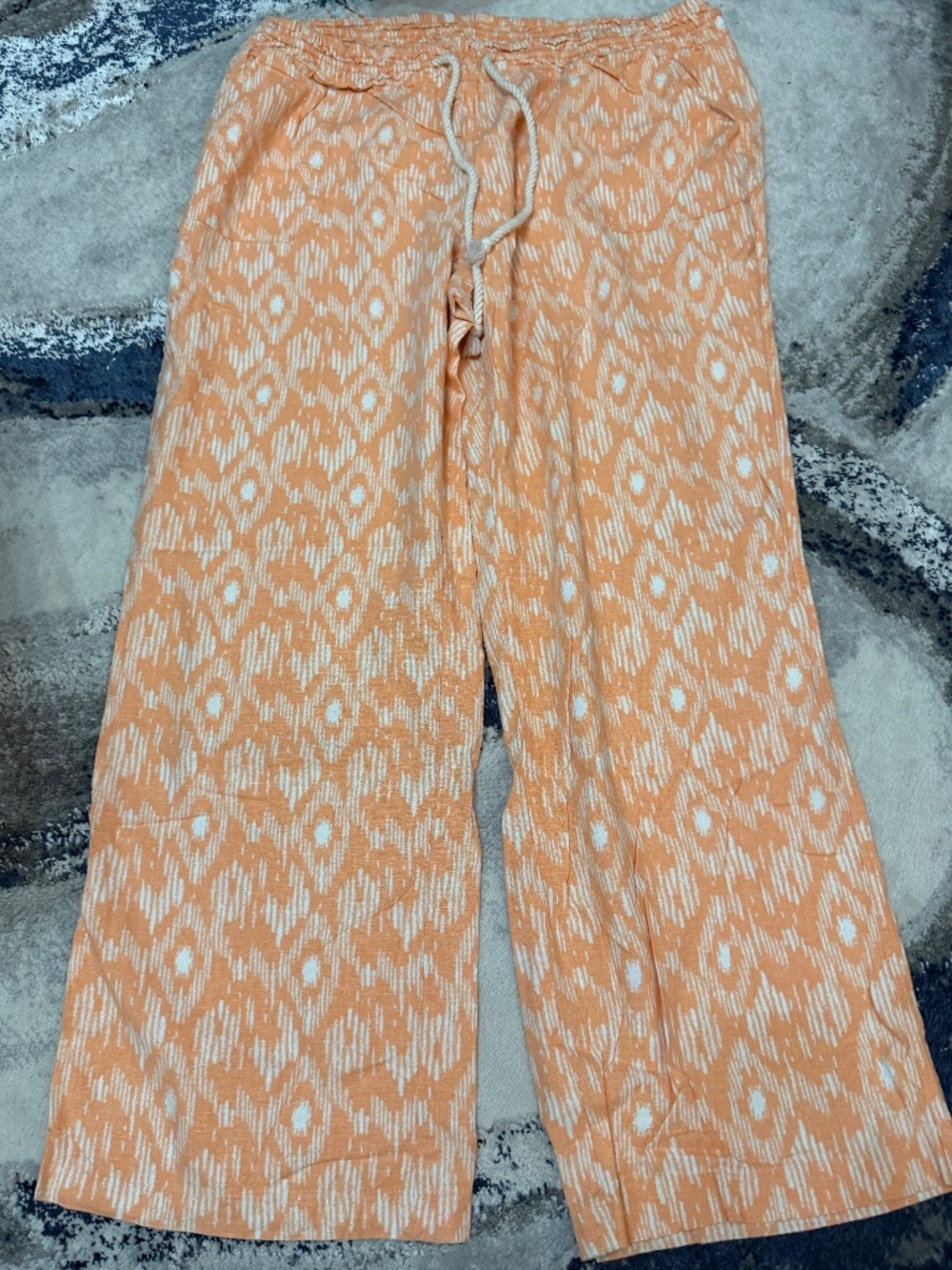 Cato Woman Plus Size 18/20W Peach Ikat Wide Leg Pants